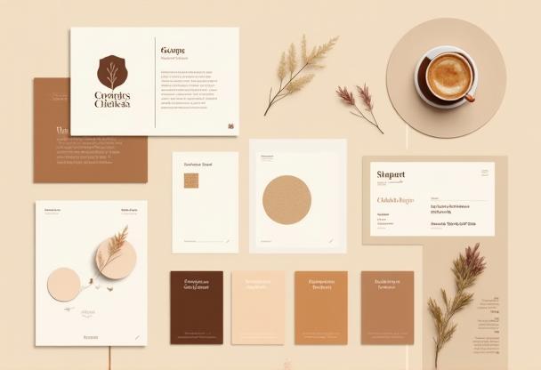 Example of a brand identity project for a local cafe, showing logo, colors, and typography