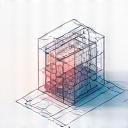 Architectural visualization icon representing 3D building render