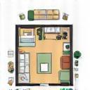 Interior design consultation icon representing room layout